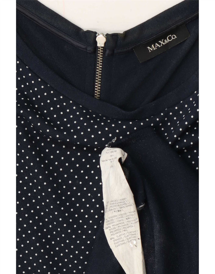 Max & Co. Vestido acampanado sin mangas para mujer UK 40 Medio azul marino manchado