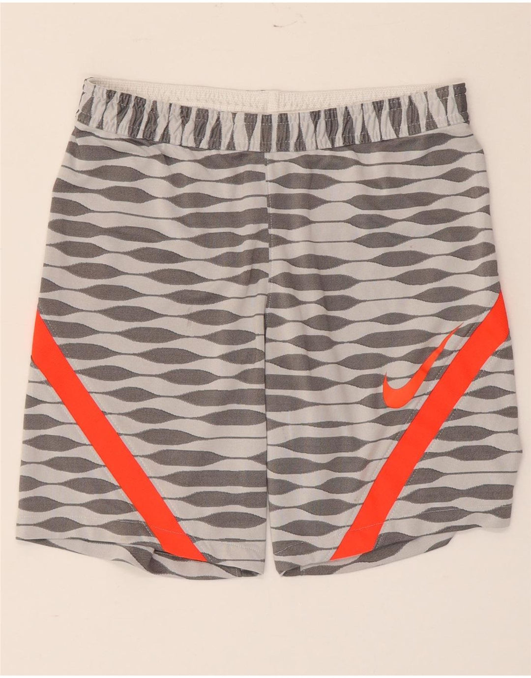 Nike Pantalones cortos deportivos Dri Fit Slim Fit para hombre, poliéster geométrico gris pequeño