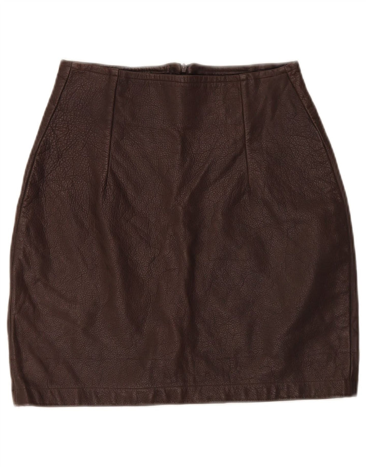 VINTAGE Mini falda de cuero para mujer W26 Pequeño Marrón