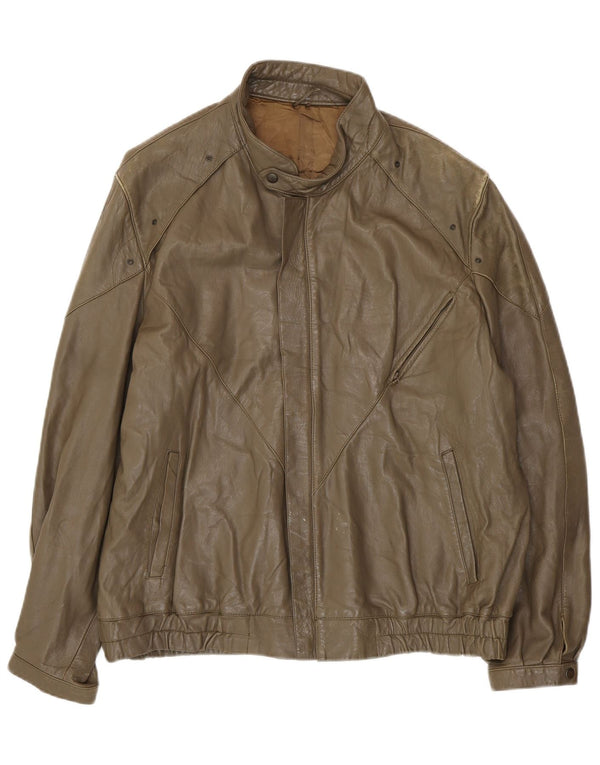 VINTAGE Chaqueta de cuero para hombre IT 56 3XL Cuero marrón