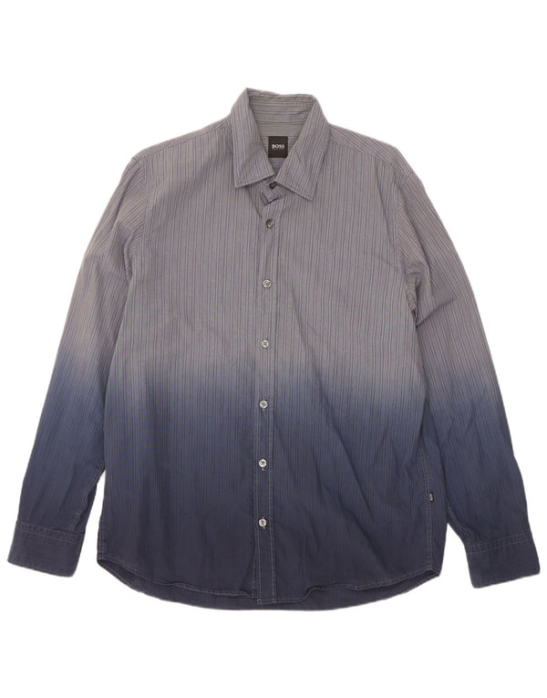 Camisa Hugo Boss Hombre Grande Azul Tie Dye Algodón