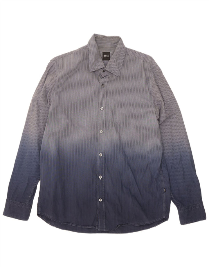 Camisa Hugo Boss Hombre Grande Azul Tie Dye Algodón