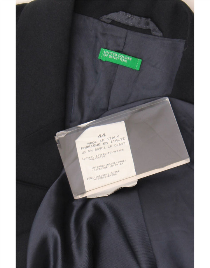 Benetton Blazer De 3 Botones Mujer IT 44 Medio Azul Marino Poliéster