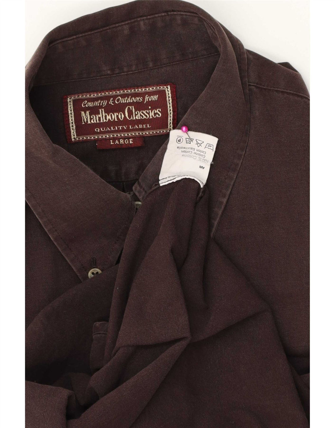 Camisa Marlboro Classics Hombre Grande Marrón Algodón