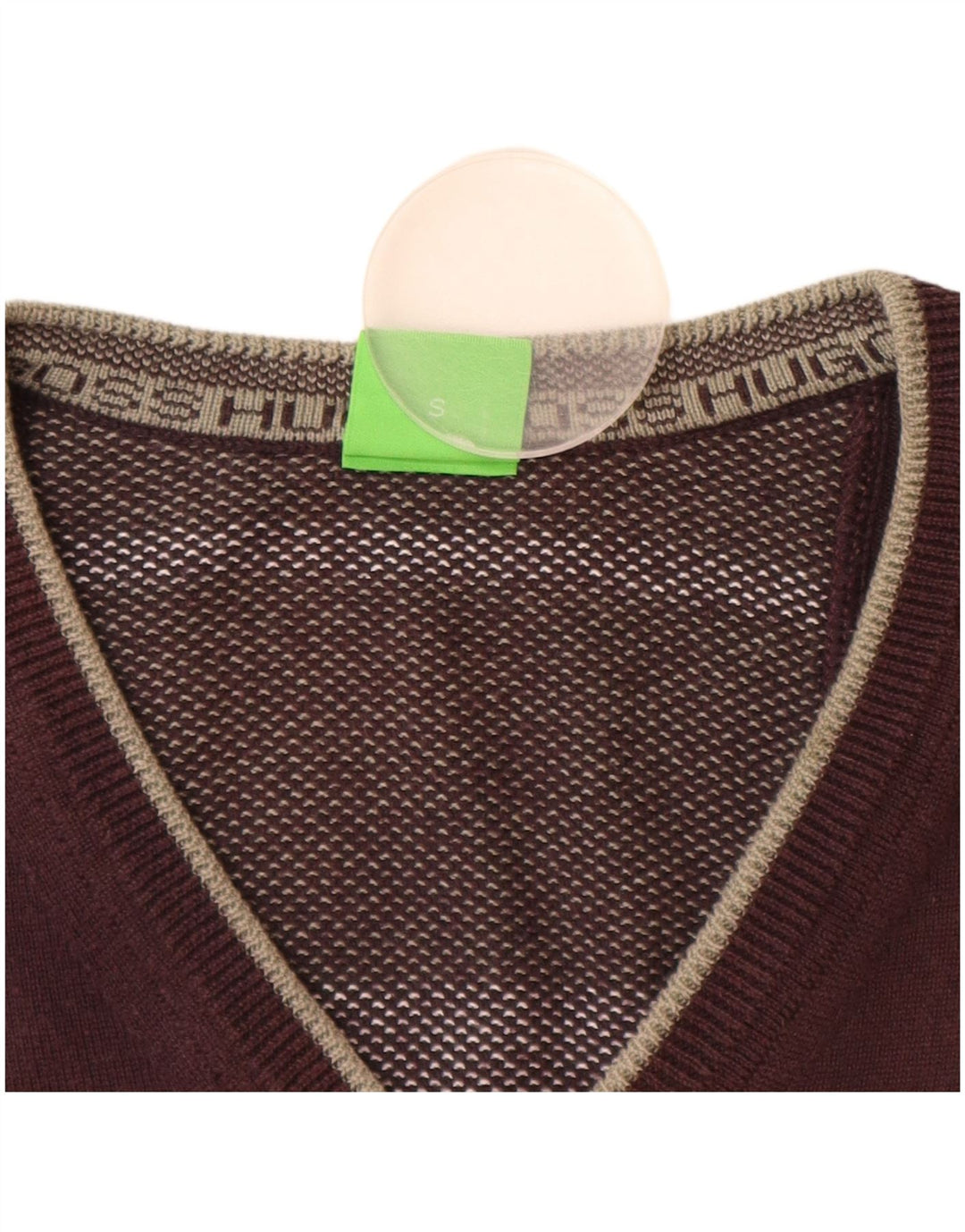 HUGO BOSS Jersey con cuello en V para hombre Pequeño Algodón marrón