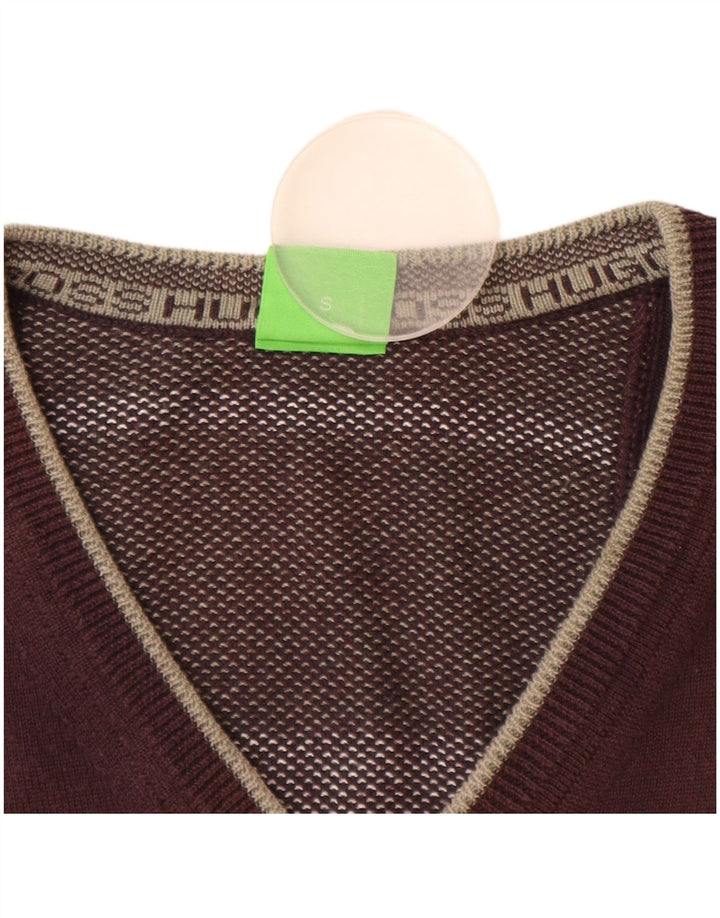 HUGO BOSS Jersey con cuello en V para hombre Pequeño Algodón marrón