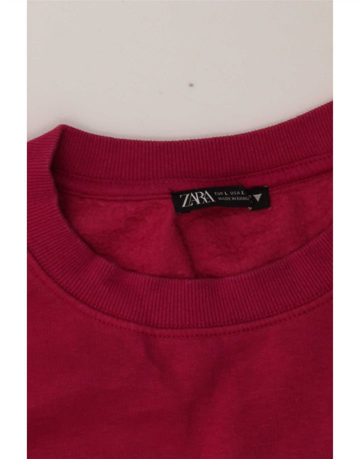 Zara Mujer Crop Sudadera Jumper UK 46 Grande Rosa