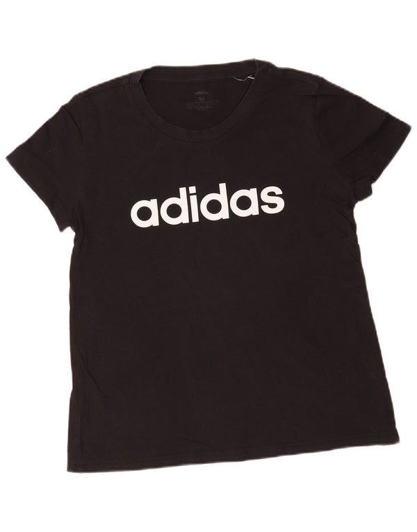 Adidas Camiseta gráfica para mujer Top UK 12/14 Mediano Negro Algodón