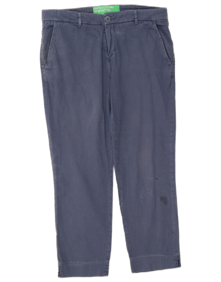 Benetton Mujer Pantalones Cortos Rectos W33 L25 Azul