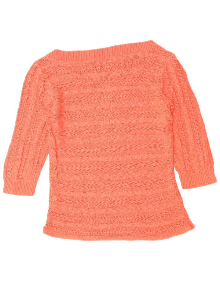 CHAPS Suéter clásico con cuello barco para mujer, talla 12, color naranja mediano