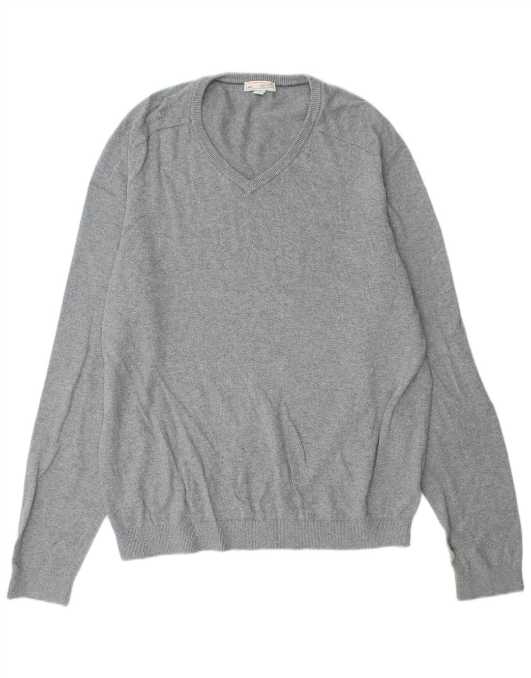 Gap Jersey con cuello en V para hombre, talla grande, algodón gris