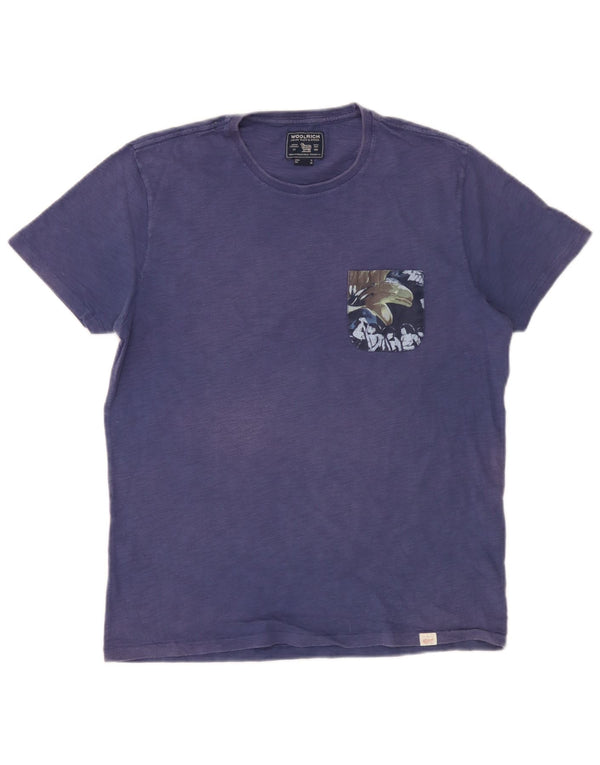 Woolrich Camiseta De Hombre Top Azul Medio Algodón