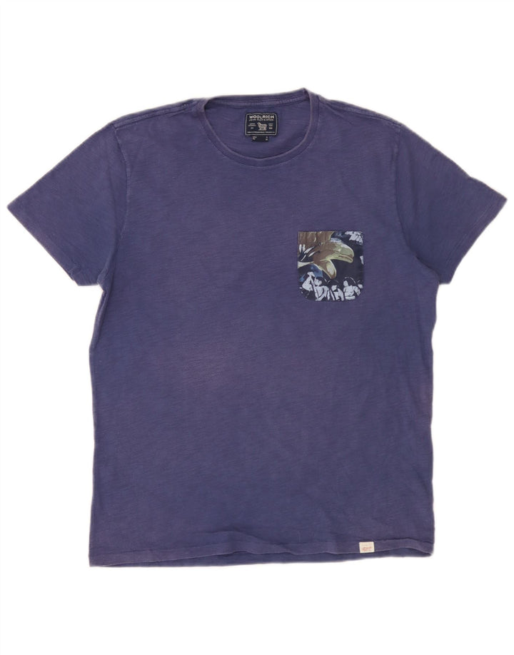 Woolrich Camiseta De Hombre Top Azul Medio Algodón