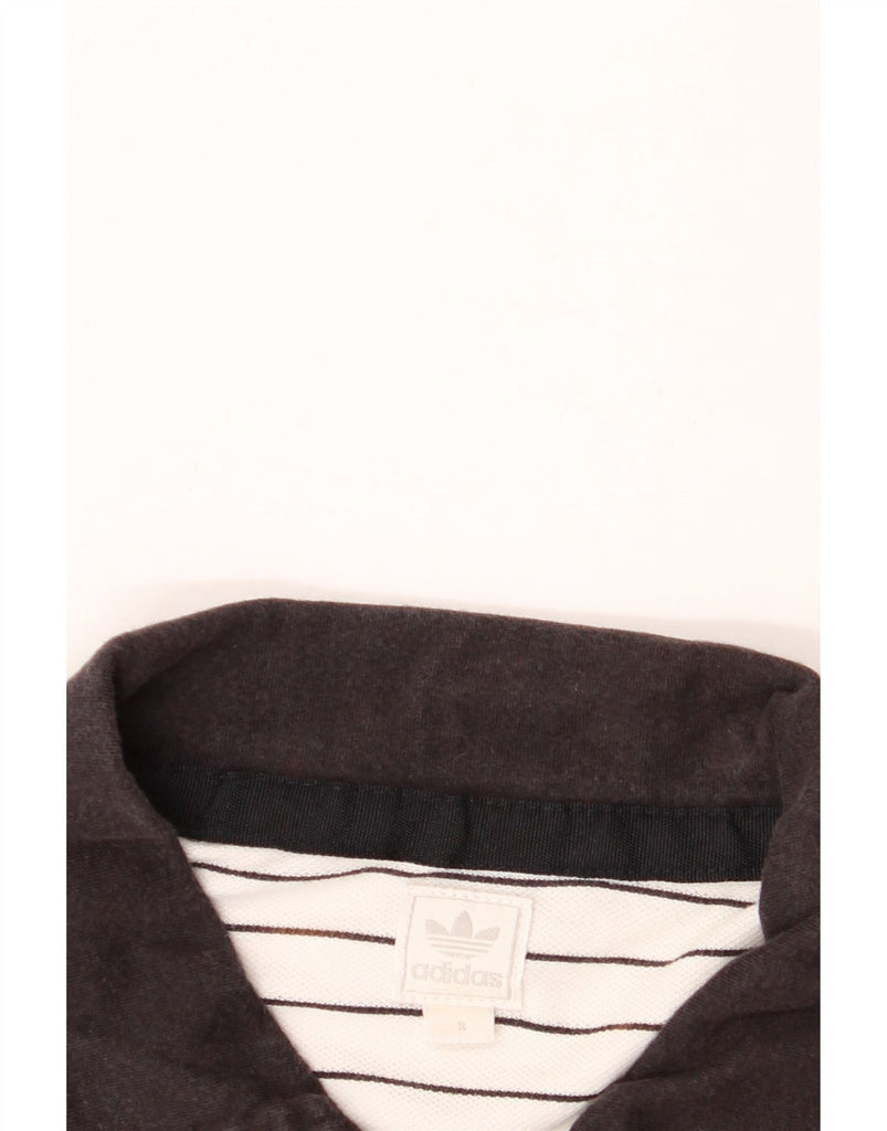 ADIDAS Womens Crop Polo Shirt UK 10 Small White Striped Vintage Adidas and Second-Hand Adidas from Messina Hembry 