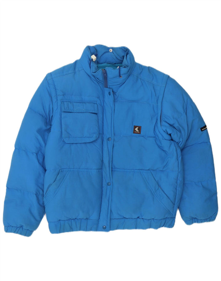 Chaqueta acolchada vintage para mujer IT 46 Poliamida azul grande