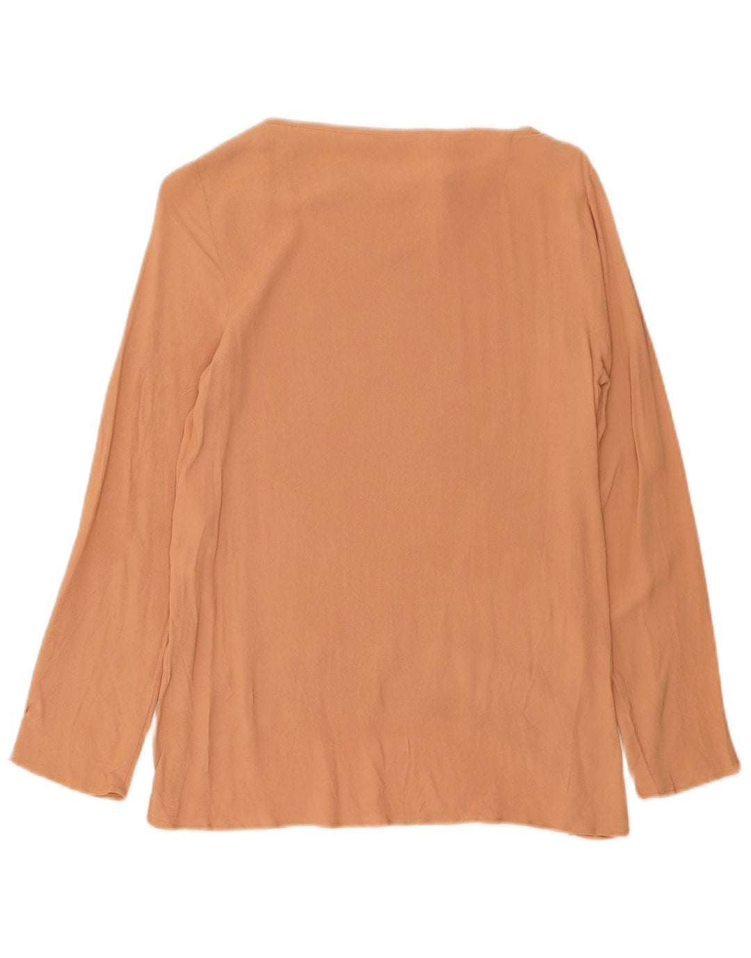 Zara Mujer Top Manga Larga UK 42 Viscosa Marrón Medio