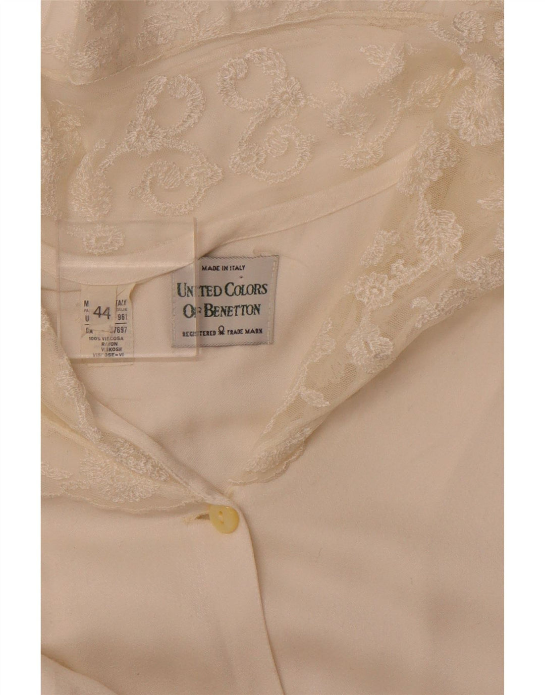 BENETTON Blusa Camisa Mujer IT 44 Medium Off White Viscosa