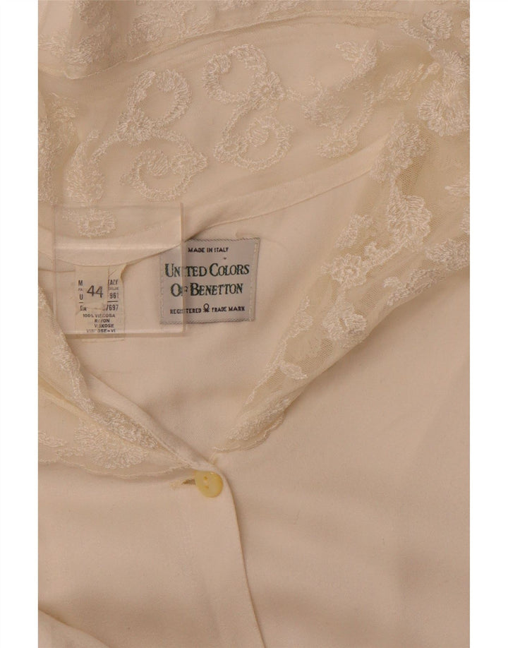 BENETTON Blusa Camisa Mujer IT 44 Medium Off White Viscosa