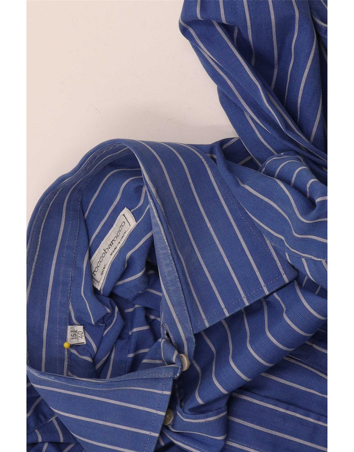Roccobarocco Camisa para hombre Talla 40 15 3/4 Raya azul mediana