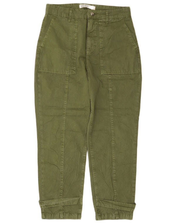 Zara Pantalones chinos cónicos de cintura alta para mujer EU 34 2XS W24 L24 Verde