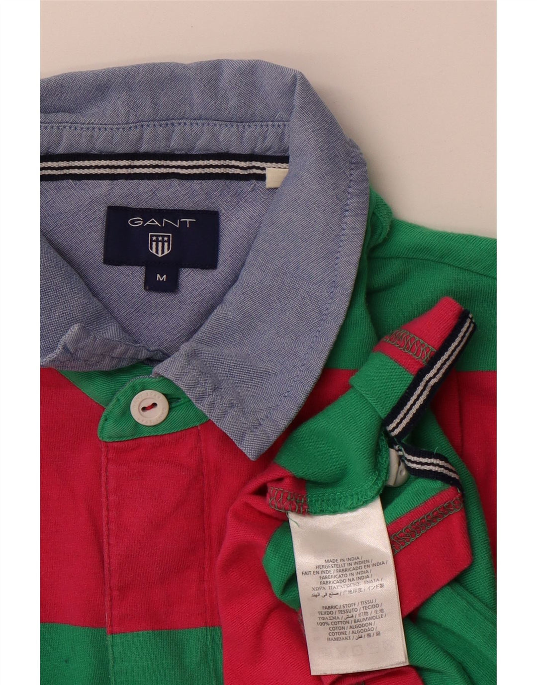 Gant Polo De Rugby De Manga Larga De Algodón A Rayas Verde Medio Hombre