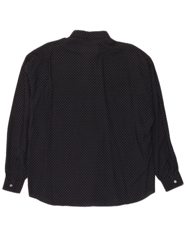 Camisa vintage para hombre Viscosa manchada negra grande