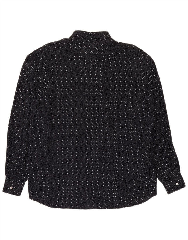 Camisa vintage para hombre Viscosa manchada negra grande