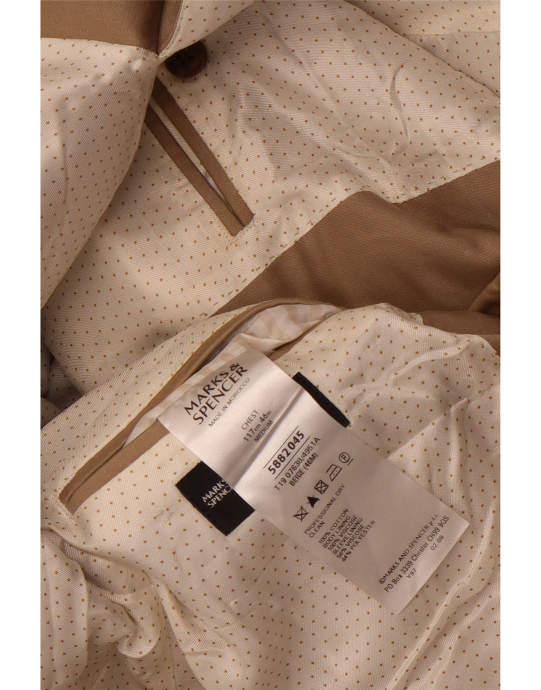 Marks & Spencer Chaqueta tipo blazer holgada con 2 botones para hombre UK 38 Medium Beige