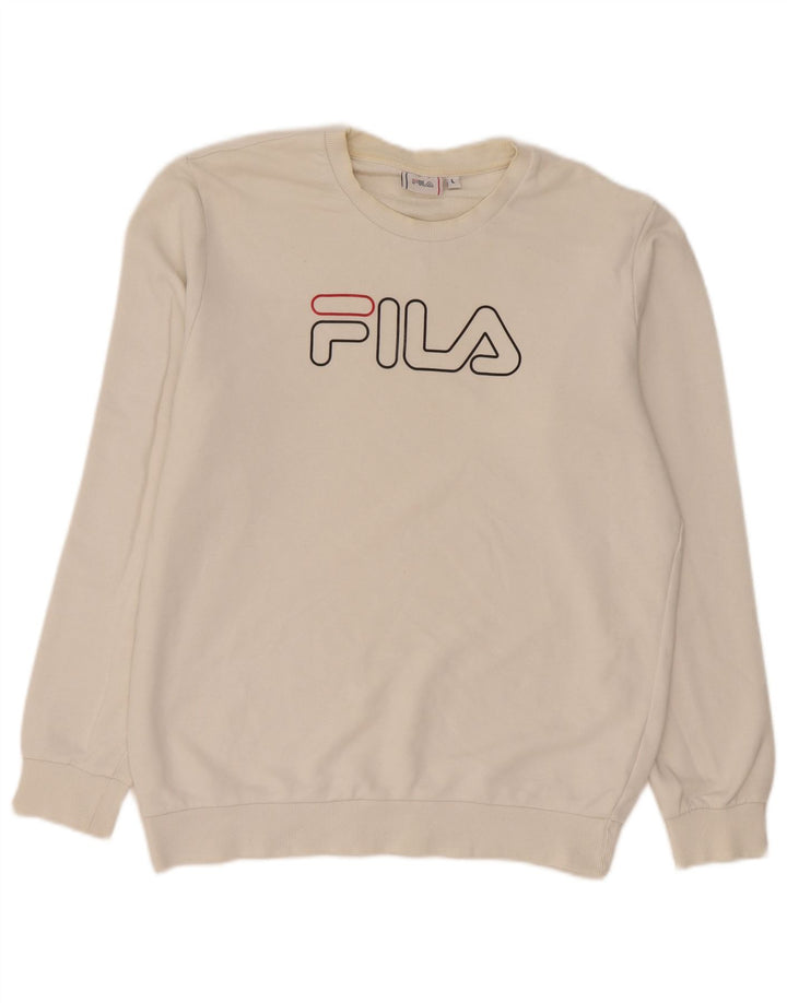 Fila Hombre Graphic Sudadera Jumper Grande Algodón Blanco