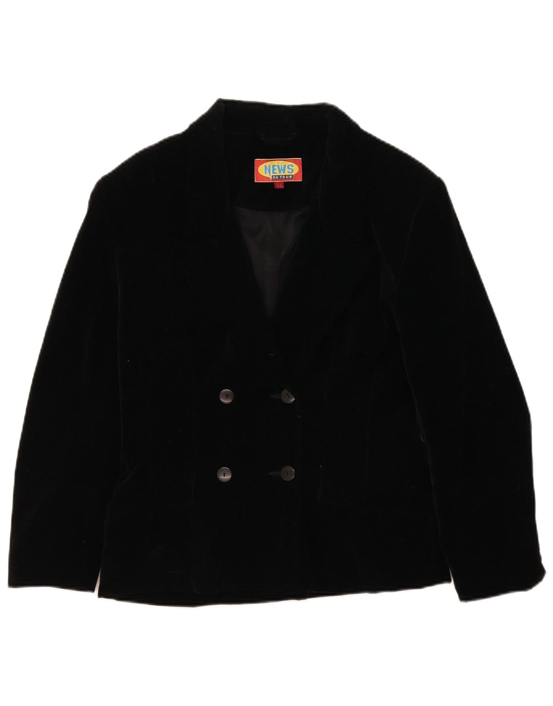 Vintage mujer oversize doble pecho Blazer chaqueta EU 36 pequeño negro
