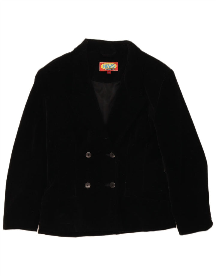 Vintage mujer oversize doble pecho Blazer chaqueta EU 36 pequeño negro