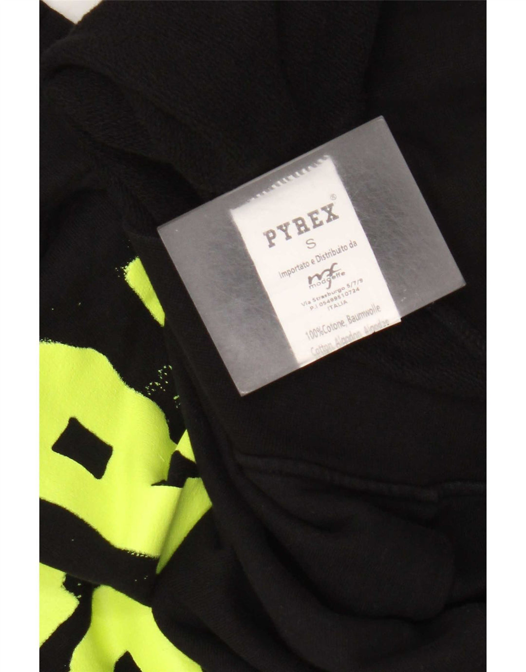 Pyrex - Sudadera con capucha para hombre, diseño gráfico, tamaño pequeño, algodón negro