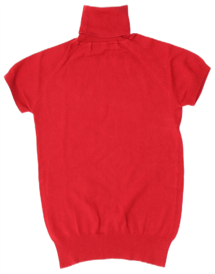 Zara Jersey de manga corta con cuello vuelto para mujer, talla 40, talla M, color rojo