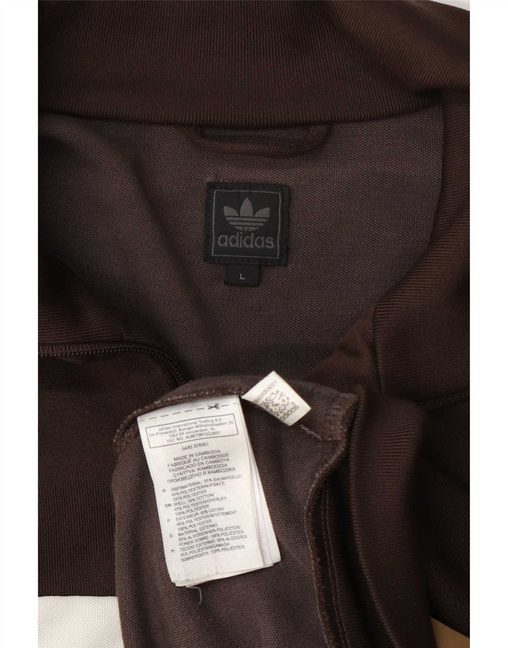 Adidas Hombre Chándal Top Chaqueta Grande Marrón Colorblock Algodón