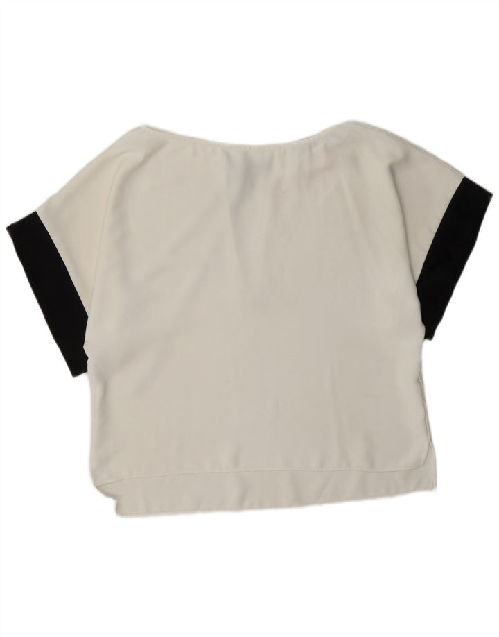 Zara Mujer Blusa Extragrande Top UK 6 XS Blanco Colorblock