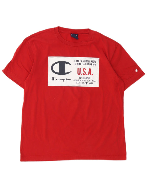 Champion Mens Graphic T-Shirt Top Medium Red