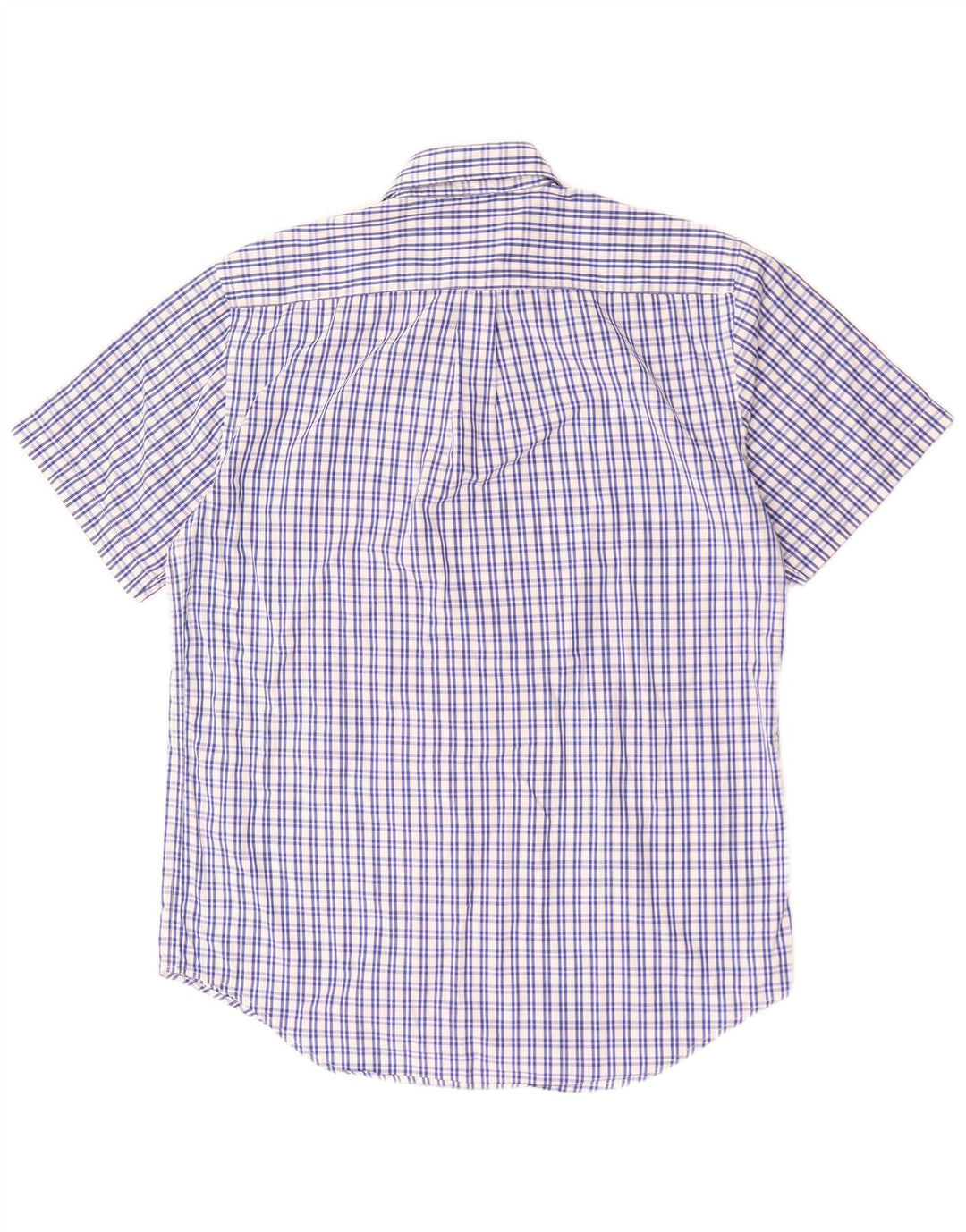 Dack's Camisa de manga corta para hombre de corte clásico de algodón a cuadros azul medio