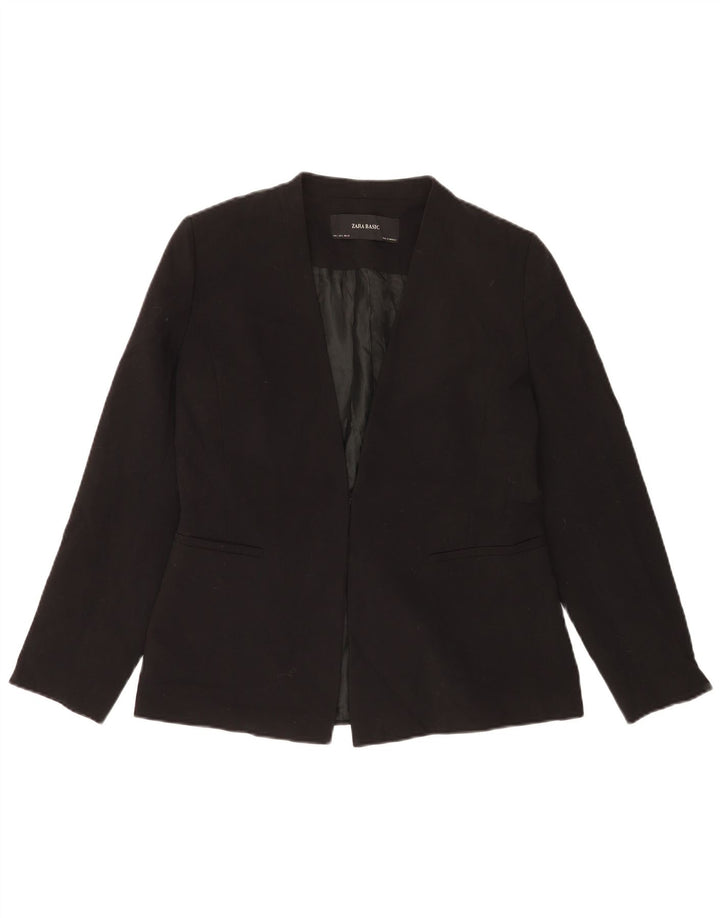 Zara Mujer Blazer Chaqueta UK 46 Grande Poliéster Negro