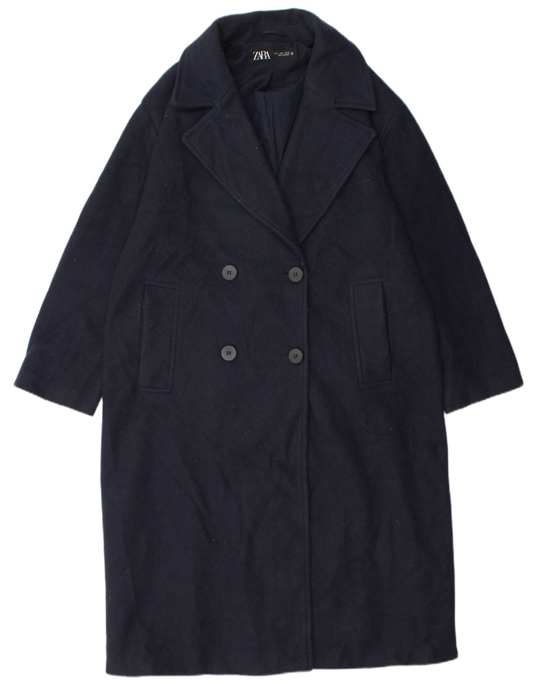 Zara Abrigo cruzado para hombre UK 36 Small Poliéster azul marino