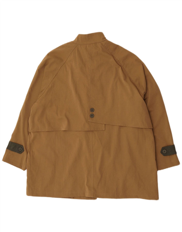 Vintage mujer gabardina Reino Unido 24 4XL marrón poliéster