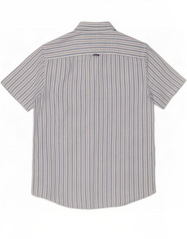 Crew Clothing Camisa de manga corta para mujer UK 40 XL Lino a rayas azules