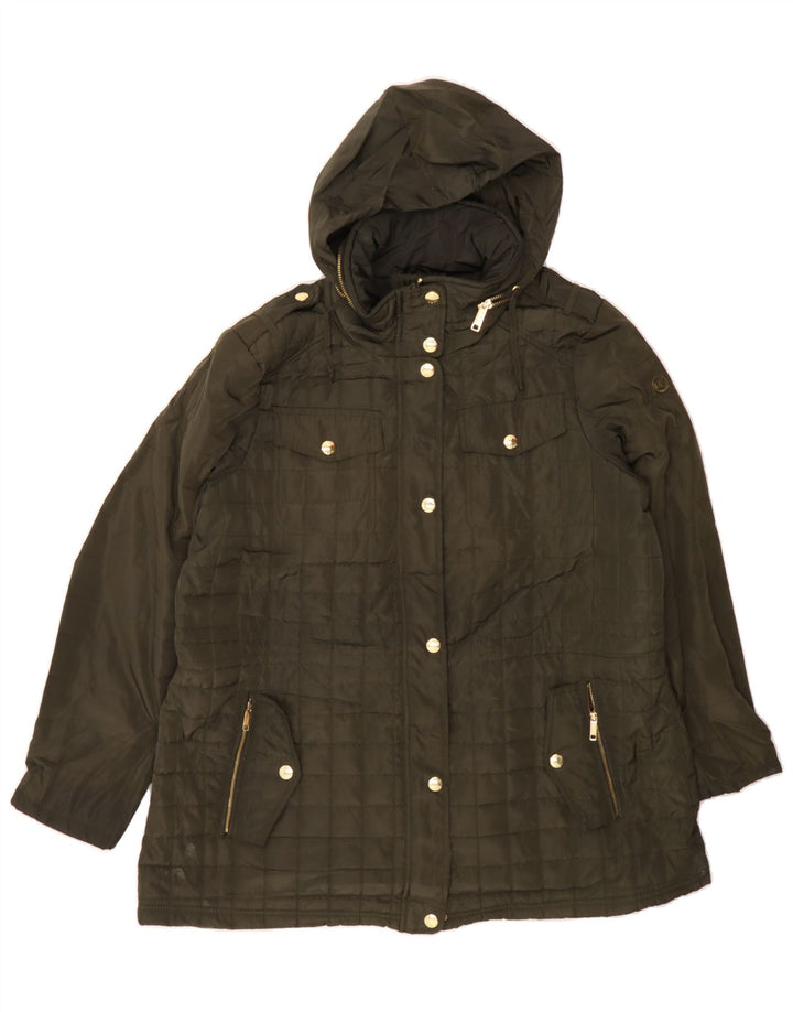 MICHAEL KORS Womens Hooded Quilted Jacket UK 18 XL Green Polyester Vintage Michael Kors and Second-Hand Michael Kors from Messina Hembry 