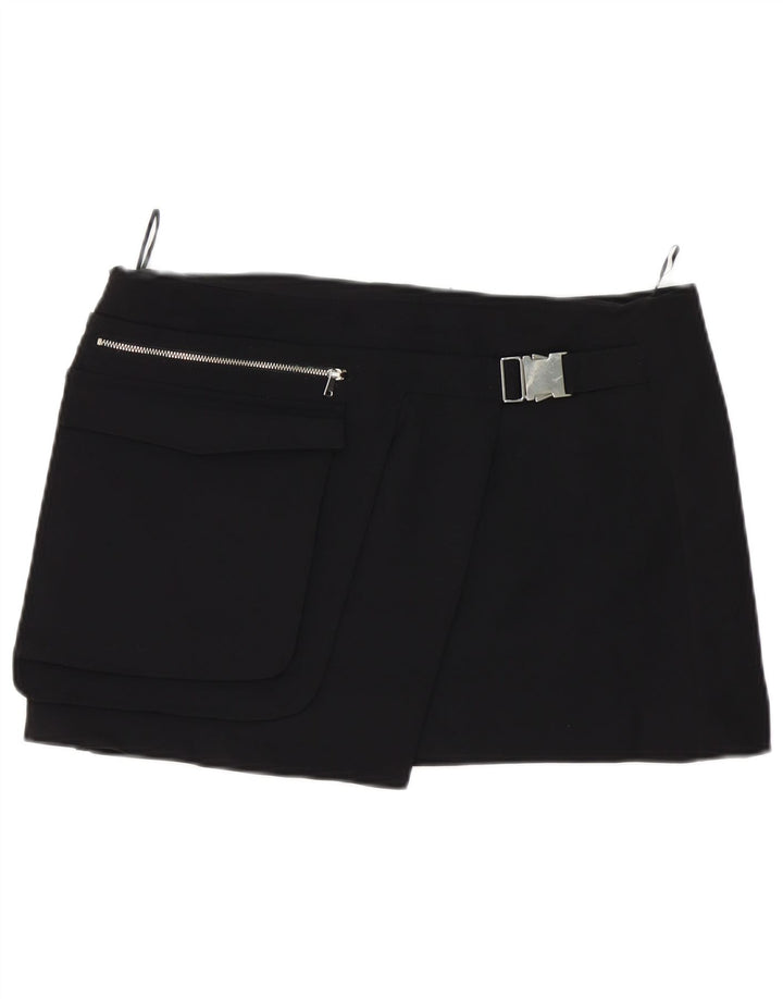 ZARA Mujer Minifalda Cintura Alta XL W32 Negro Poliéster