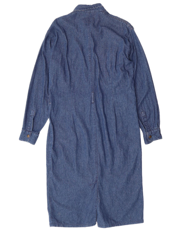 POP 84 Vestido camisero de mezclilla militar para mujer UK 46 Algodón azul grande