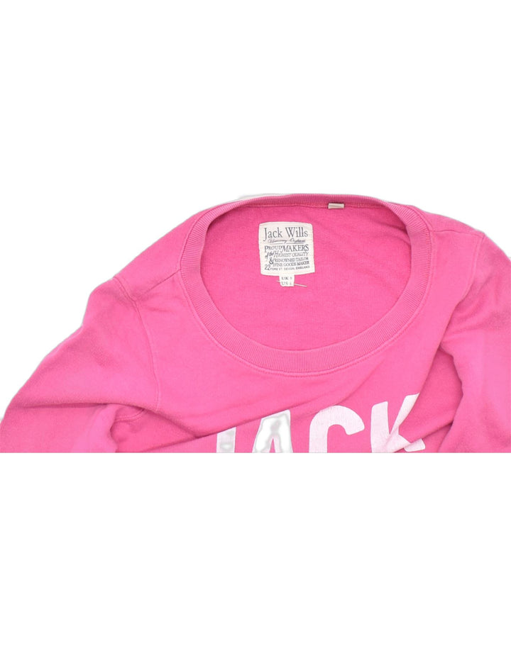 JACK WILLS Womens Oversized Graphic Sweatshirt Jumper UK 8 Small Pink | Vintage | Thrift | Second-Hand | Used Clothing | Messina Hembry 