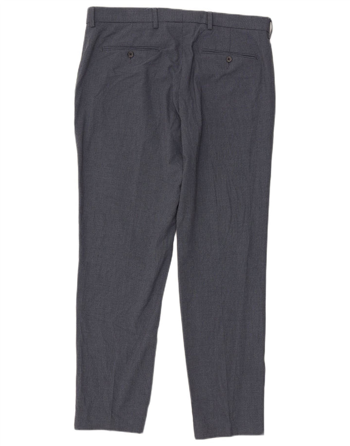 Marks & Spencer Pantalón de traje de corte regular para hombre W36 L31 Pata de gallo azul