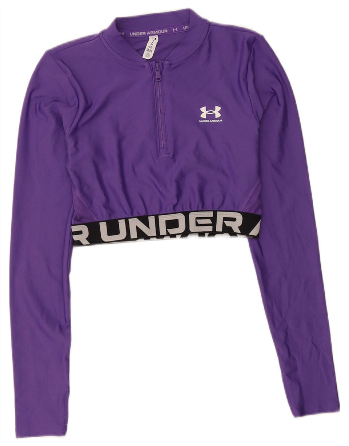 Under Armour Mujer Crop Jersey Chándal Top Reino Unido 10 Pequeño Púrpura