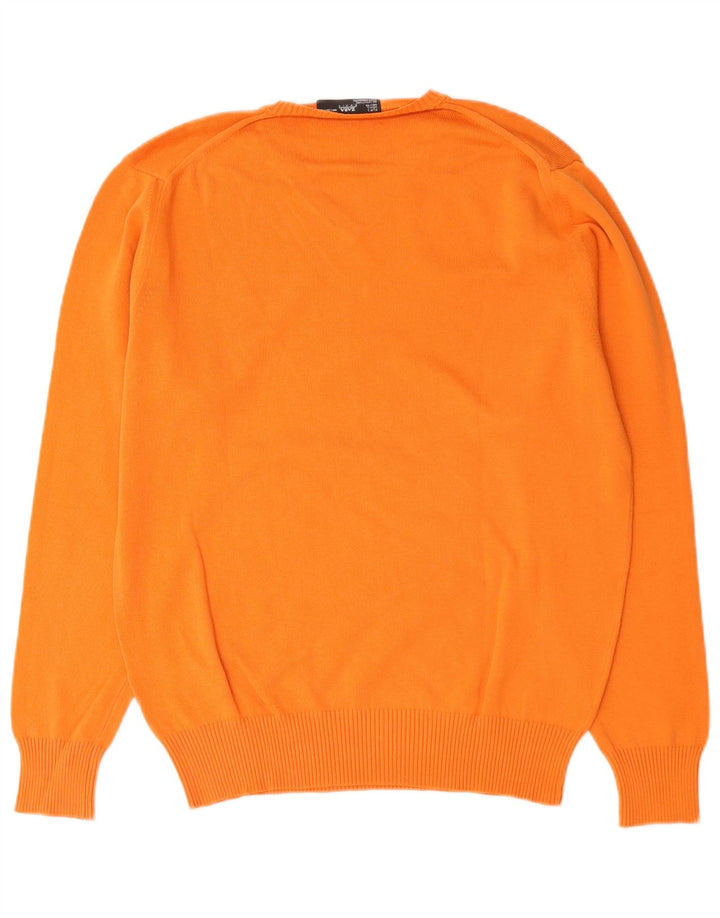 Zara Hombre Jersey Con Cuello En V Jersey Grande Naranja Algodón