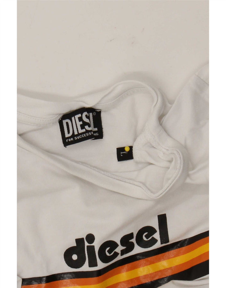 Diesel Mujer Camiseta Gráfica Top UK 44 Grande Blanco