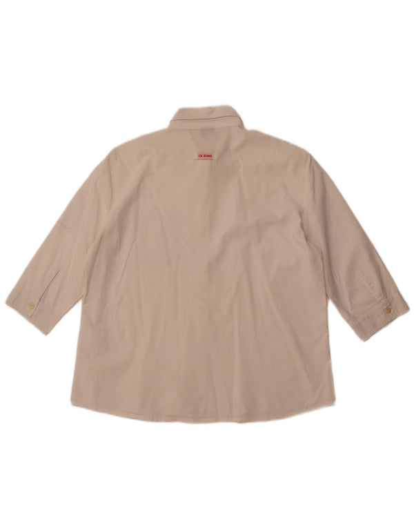 CALVIN KLEIN JEANS Camisa de manga 3/4 para mujer UK 46 Large Off White
